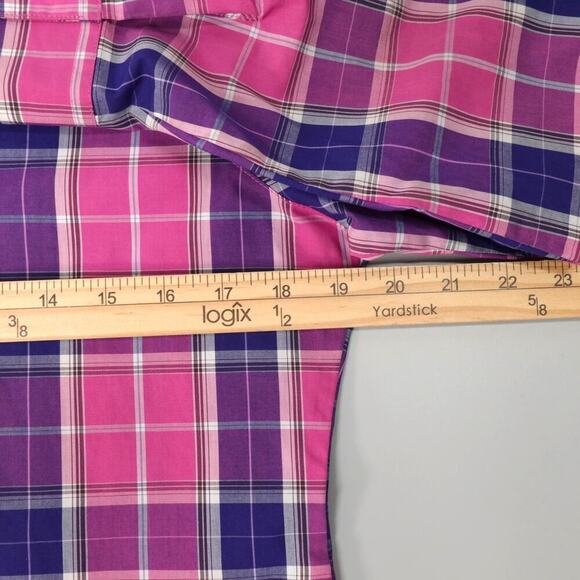Foxcroft Womens Shirt Wrinkle Free 8P Petite 8 Pink Plaid Button Up Shaped Fit - Picture 10 of 11